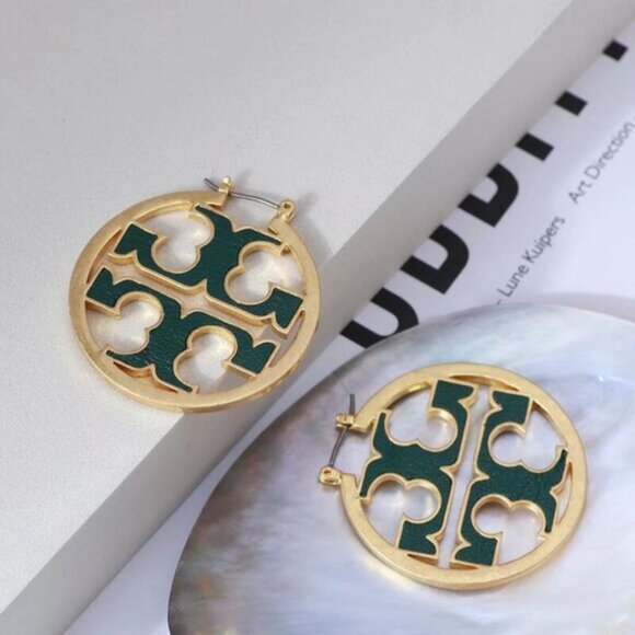 Tory Burch gold and green earrings - Picture 2 of 4